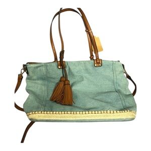 Urban Expressions Blue Denim Santorini Tote with Crossbody Adjustable Strap